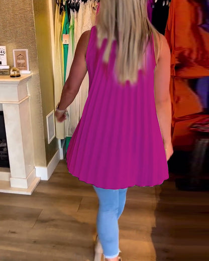 Top froncé sans manches à revers