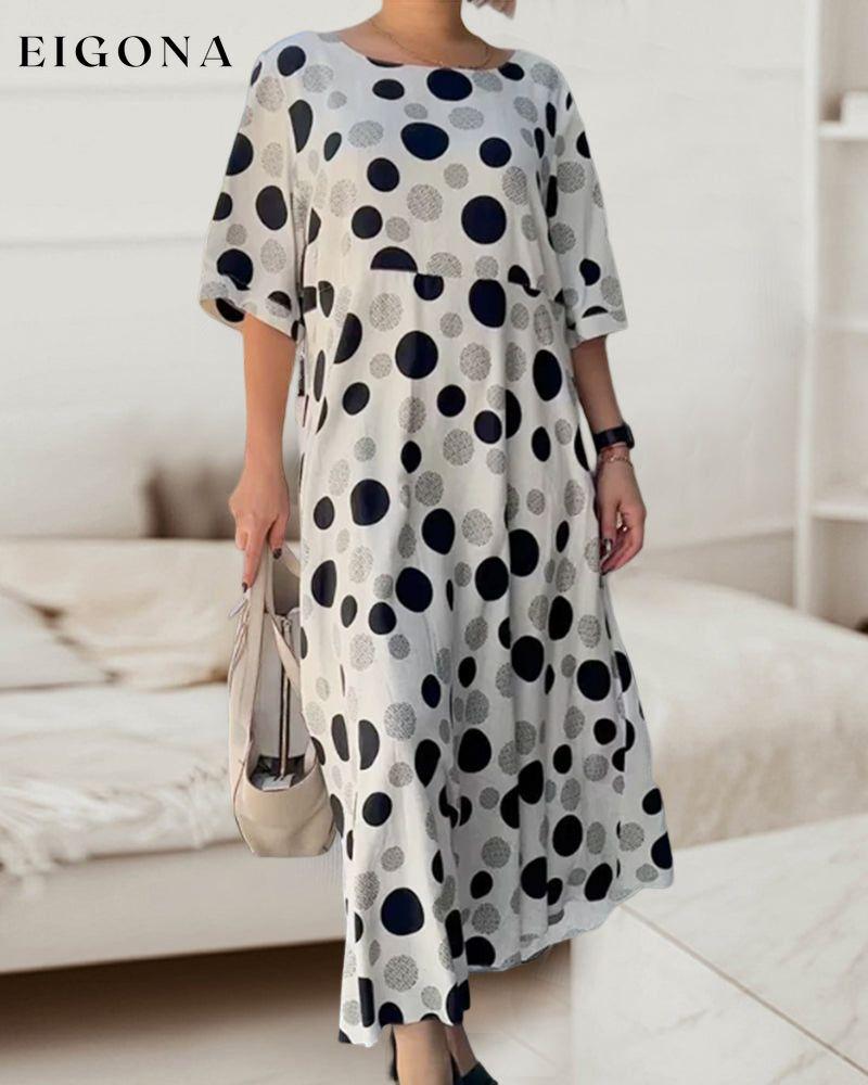 Round Neck Polka Dot Print Dress Casual Dresses Clothes Dresses SALE Spring Summer