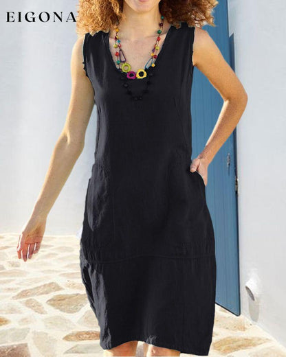 U-neck sleeveless pocket dress 23BF Casual Dresses Clothes Dresses Summer