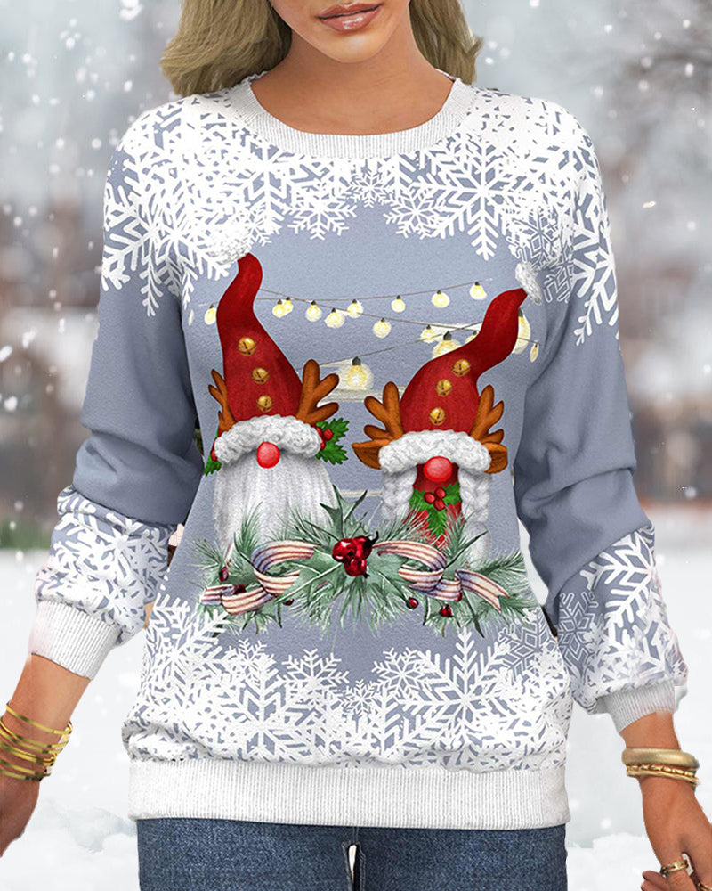 Christmas sweater with snowflake print and raglan sleeves 2022 F/W 23BF christmas Sweatshirts