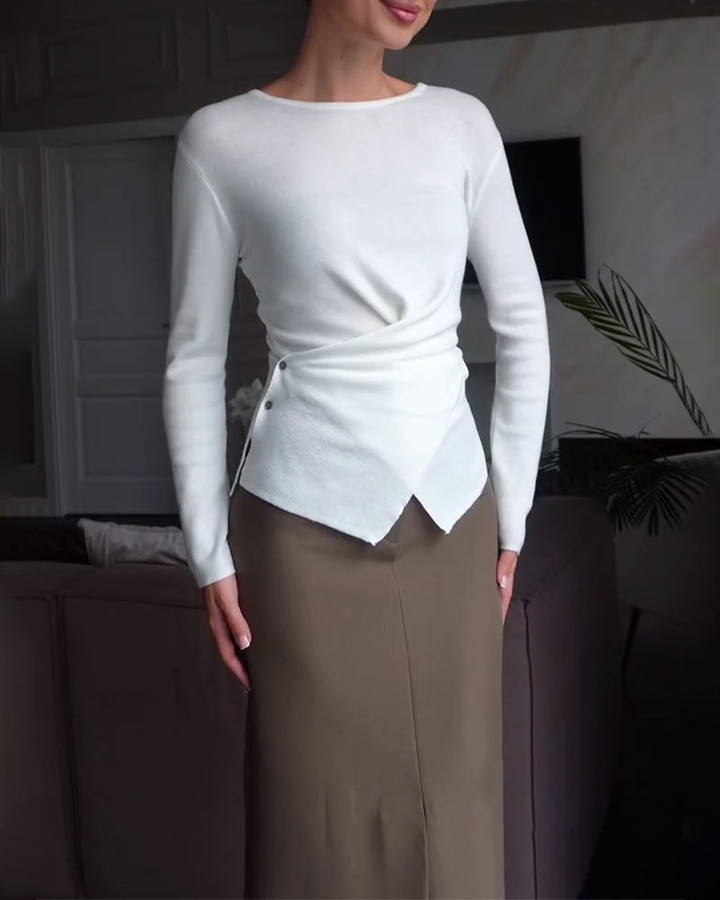 Cross Design Button Waisted Jumper