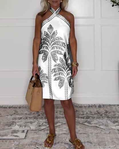 Elegantes, knielanges Kleid mit gekreuzten Neckholdern