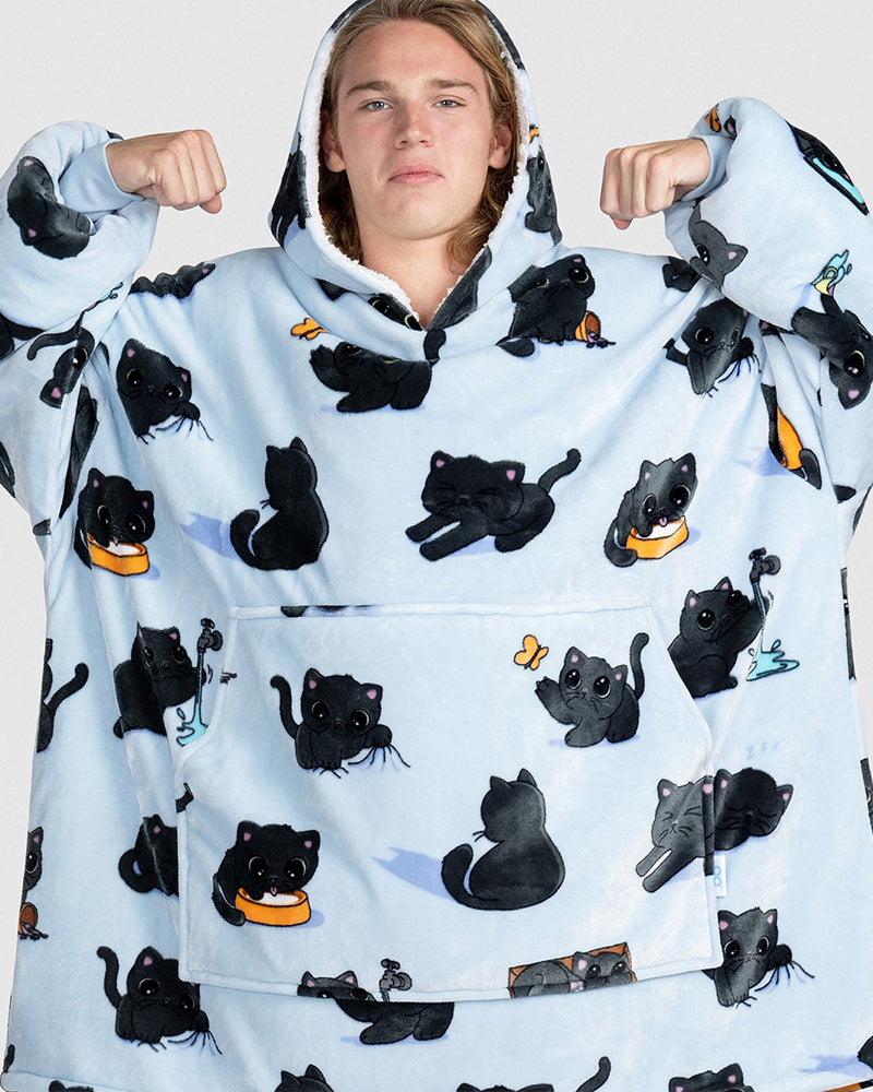 Black cat print blanket hoodie 2024 f/w blanket hoodie