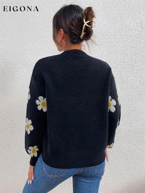 Flower Round Neck Latern Sleeve Sweater clothes Ship From Overseas sweater sweaters Sweatshirt X.W