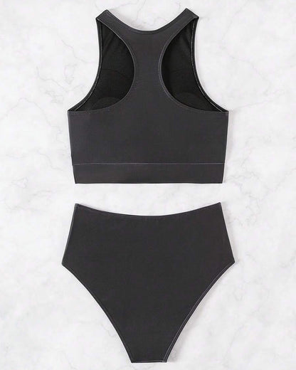 Ärmelloser, bedruckter Triangel-Badeanzug