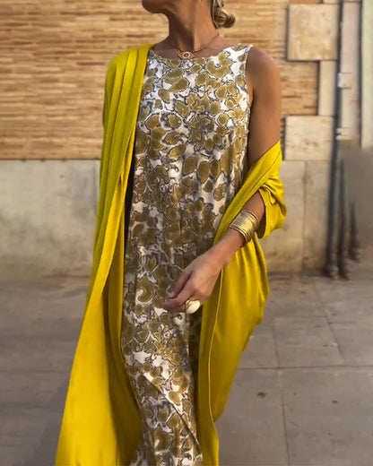 Elegant todelt dress med vintagetrykk