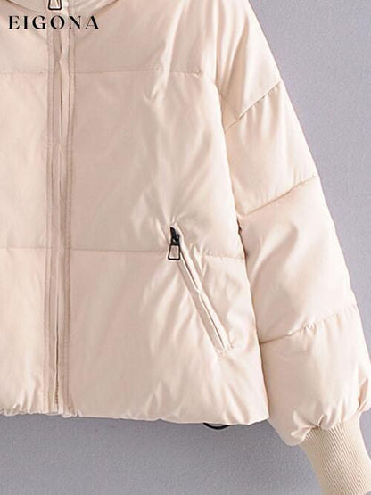 Zip Up Drawstring Winter Coat with Pockets clothes K&BZ Ship From Overseas