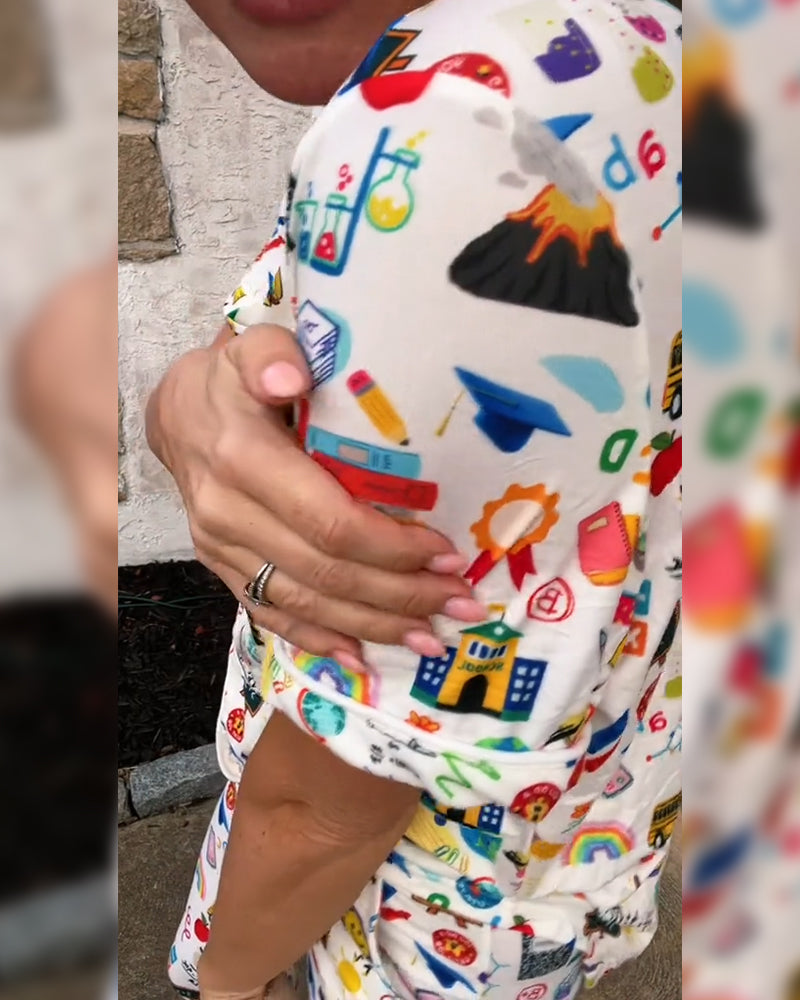 Bedrucktes, lässiges, bequemes zweiteiliges Set