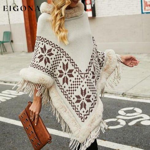 Fringe Geometric Cape Sleeve Poncho christmas sweater clothes Drizzle poncho Ship From Overseas Sweater sweaters