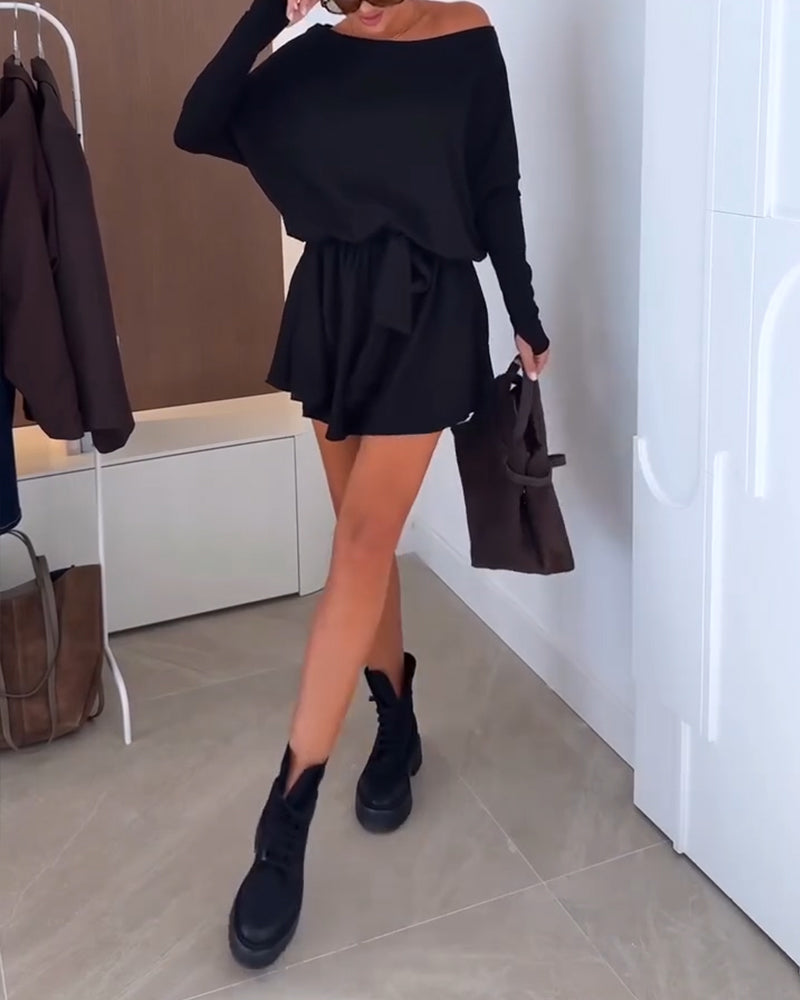 Off-Shoulder With Leggings Dress