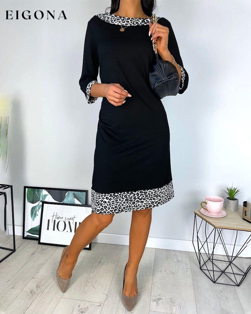 Leopard patchwork Knee Length dress 2023 f/w 23BF casual dresses Clothes Dresses