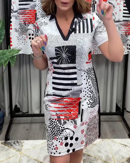 Pendler-Modekleid mit V-Ausschnitt