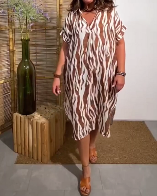 Lässiges, modisch bedrucktes, lockeres Kleid