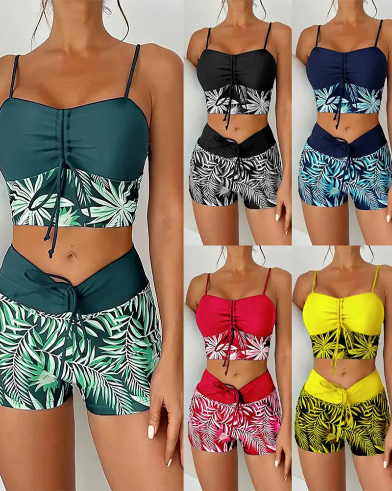 High-Waisted Boyleg Printed Bikini