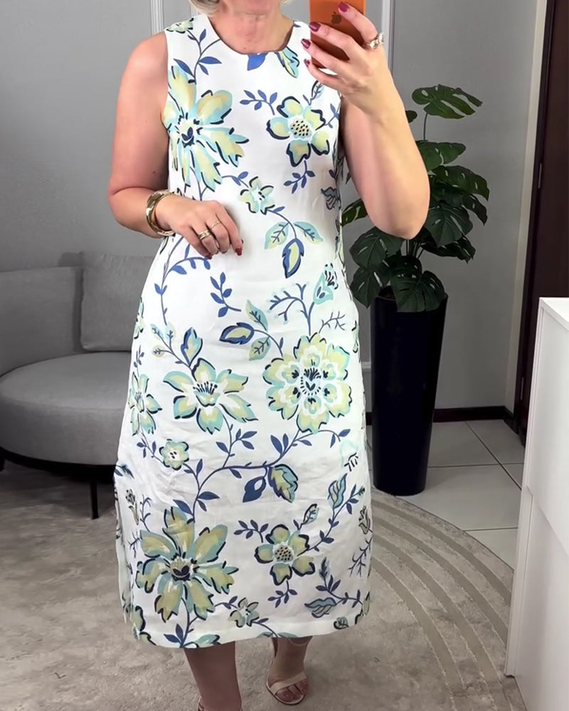Sleeveless Floral Straight Dress