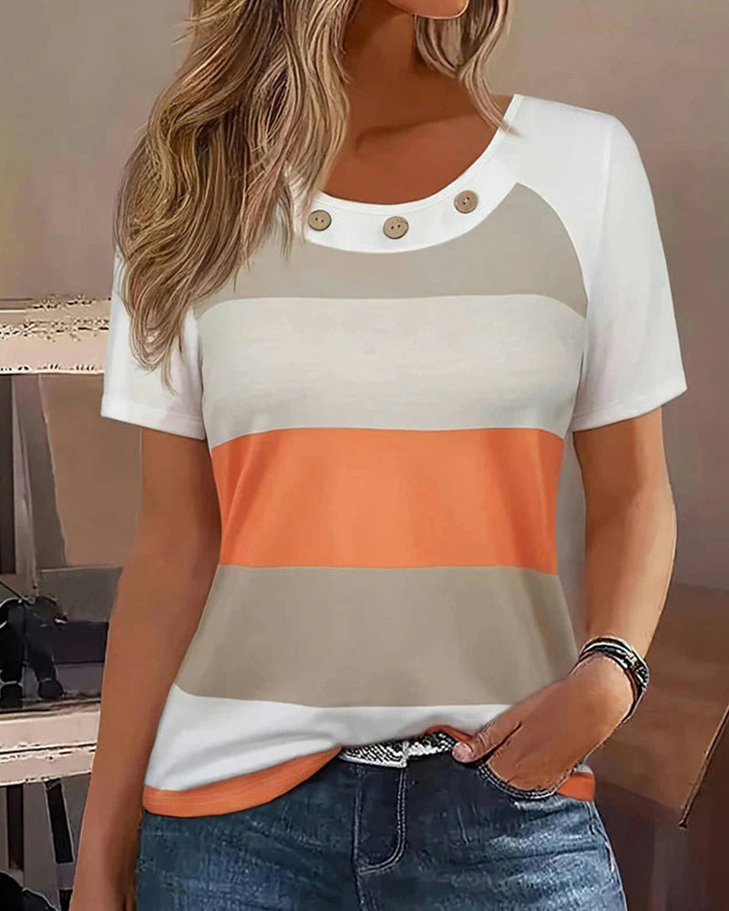 Casual Striped Short-Sleeved T-Shirt