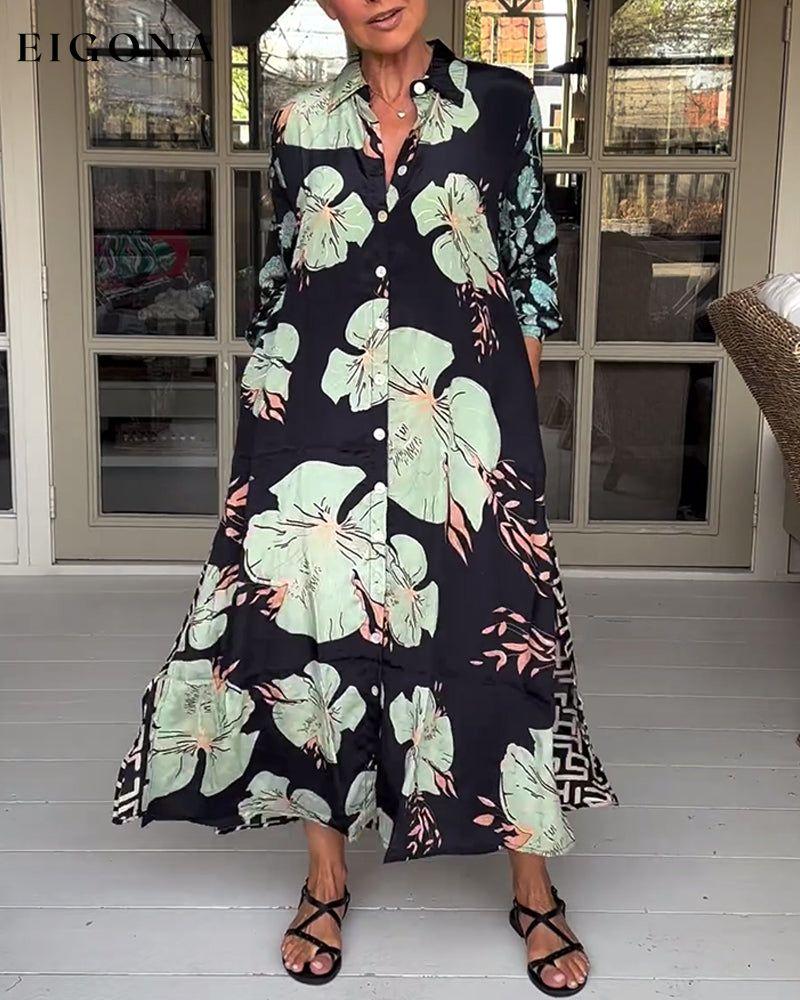 Casual floral print lapel buttoned maxi dress casual dresses spring summer