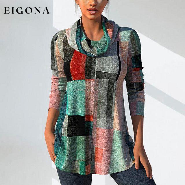 Colorful Geometric Print Blouse Multicolor best Best Sellings clothes Plus Size Sale tops Topseller