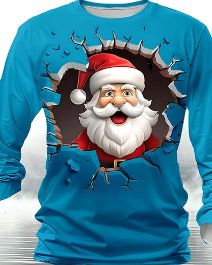 Men's Christmas Santa Claus Long Sleeve T-shirt 2024 f/w blouses & shirts christmas