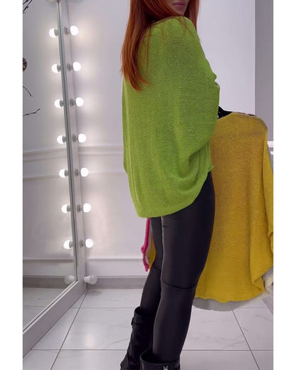 Solid color bat sleeve loose pullover sweater 2024 f/w pullovers