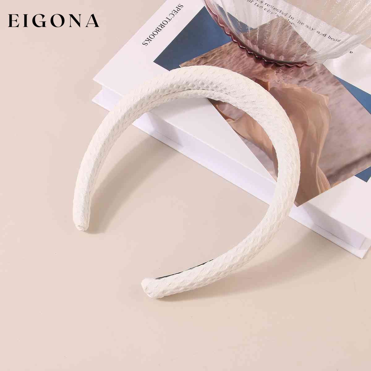 Wide Waffle Headband Ivory One Size clothes G#Y Ship From Overseas