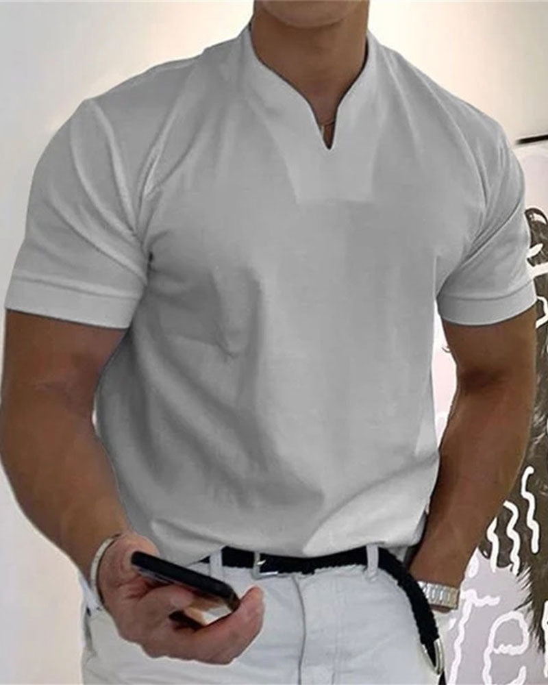 Men Gentlemans Business Short Sleeve Fitness T-shirt