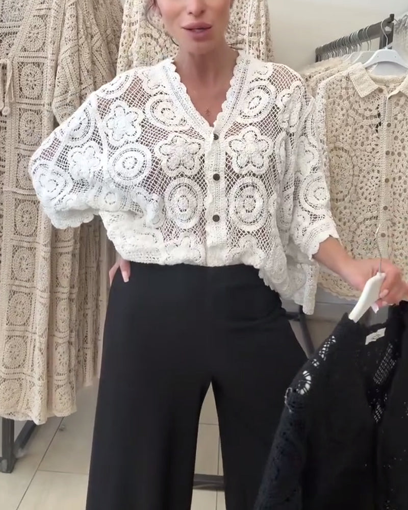 Hohler, einfarbiger Langarmmantel