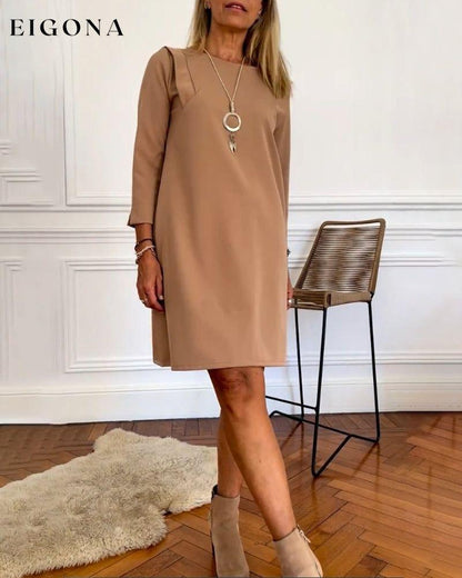 Elegant Shift Solid Color dress Brown 2023 f/w 23BF casual dresses Clothes Dresses