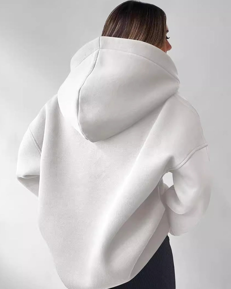 Lässiger, einfarbiger, lockerer Hoodie