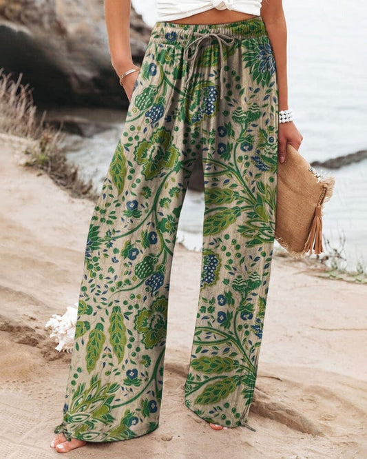 Drawstring loose printed pants pants spring summer