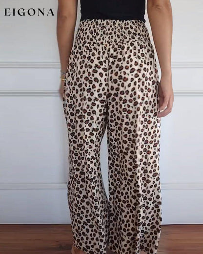 Leopard print casual wide leg pants pants spring summer