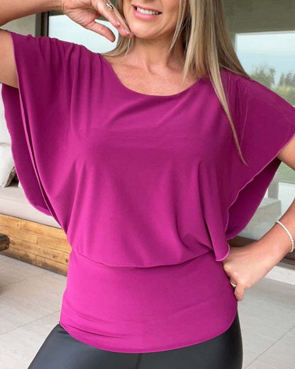 Bat sleeve solid color casual blouse blouses & shirts summer