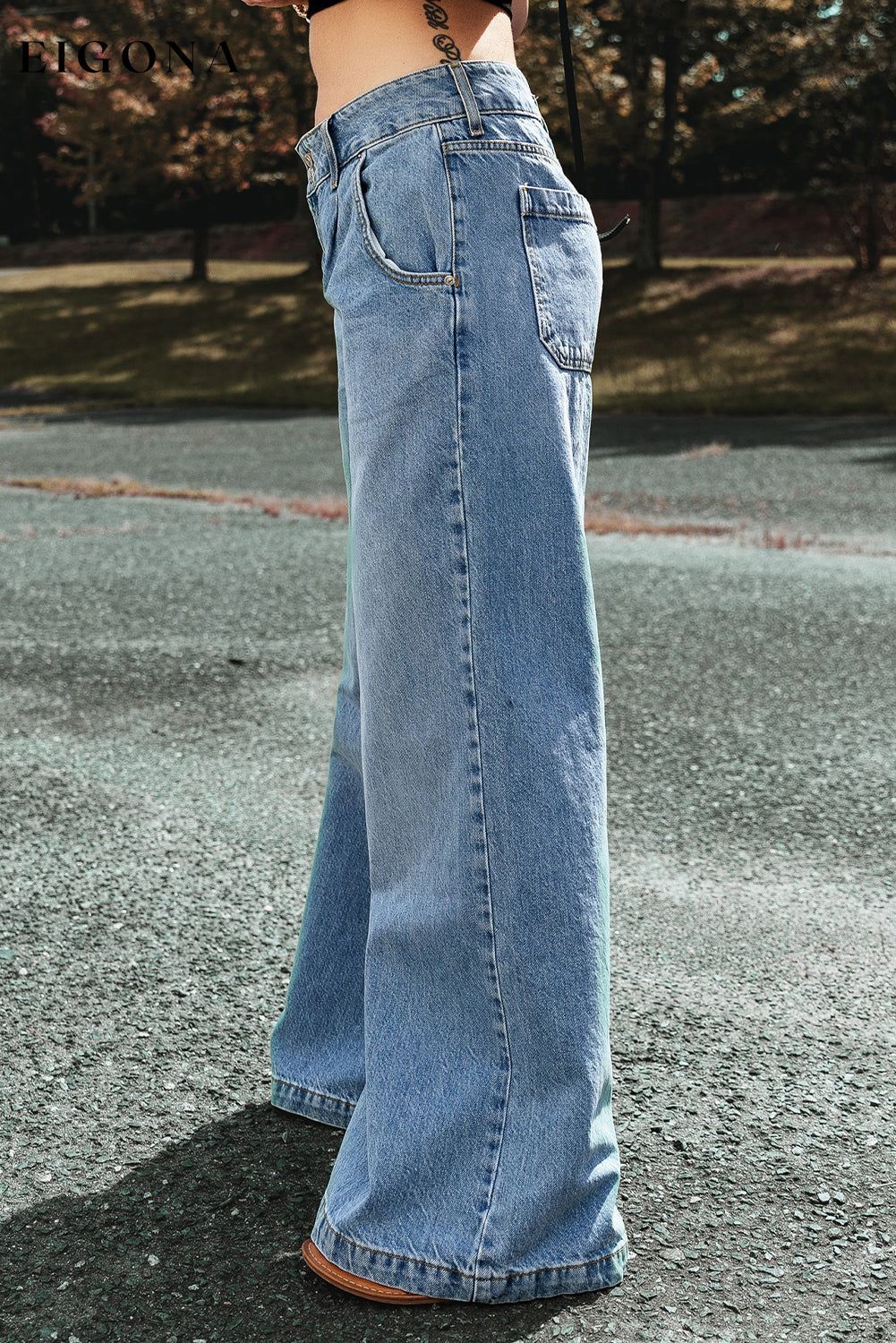 Light Blue Drop Waist Wide Leg Oversized Baggy Jeans bottom bottoms clothes DL Chic Jeans pants Women's Bottoms