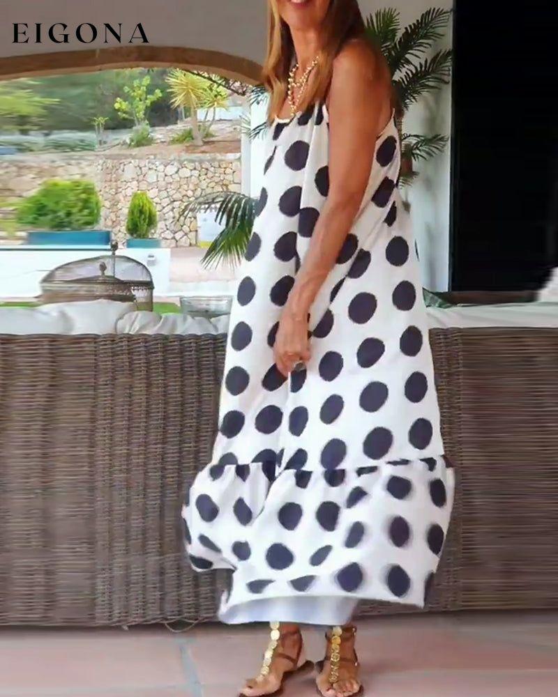 Polka dot print long cami dress casual dresses spring summer