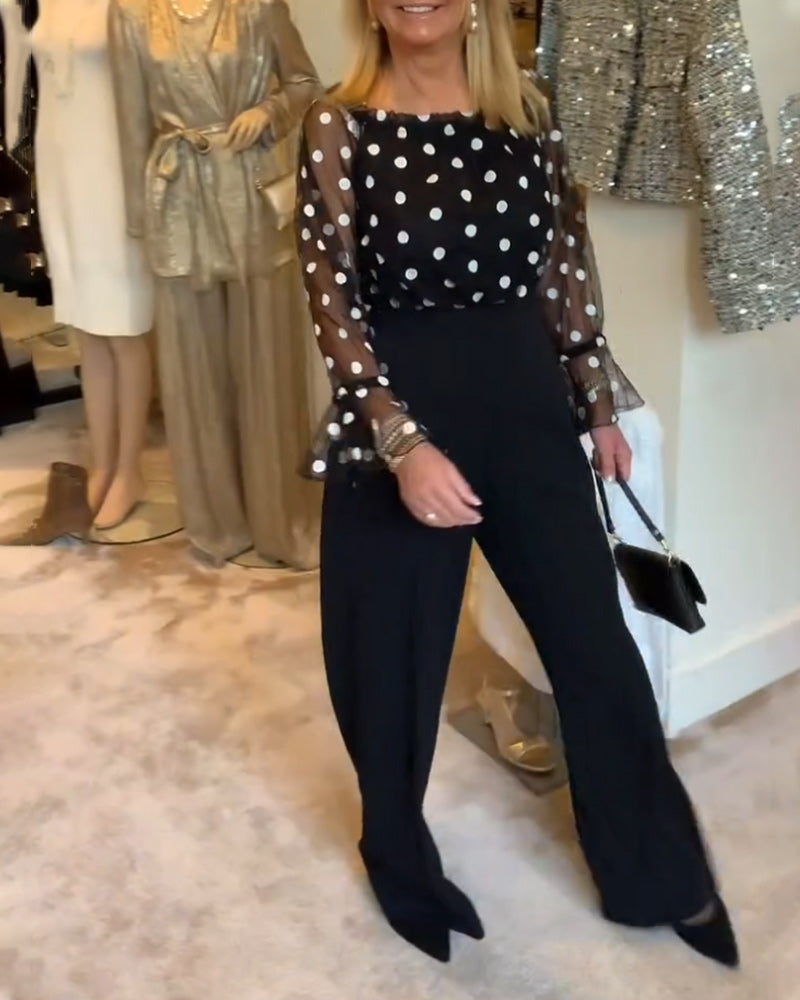 Lässige durchsichtige Bluse mit Punkten