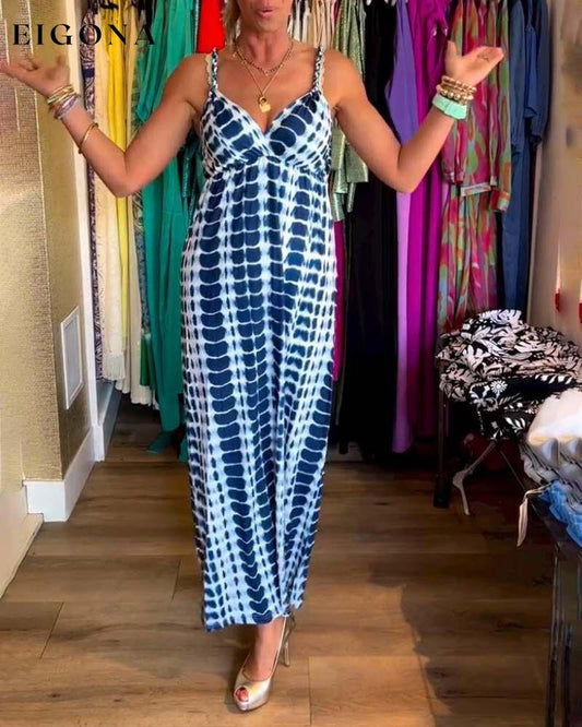 Retro printed slip dress casual dresses summer