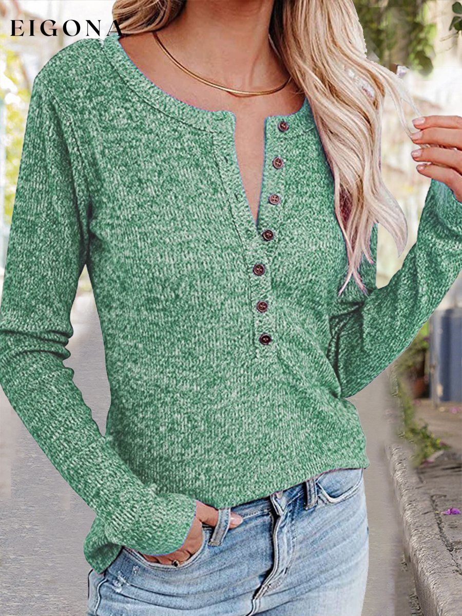 Women's Button-Up Slim Knit Top top tops