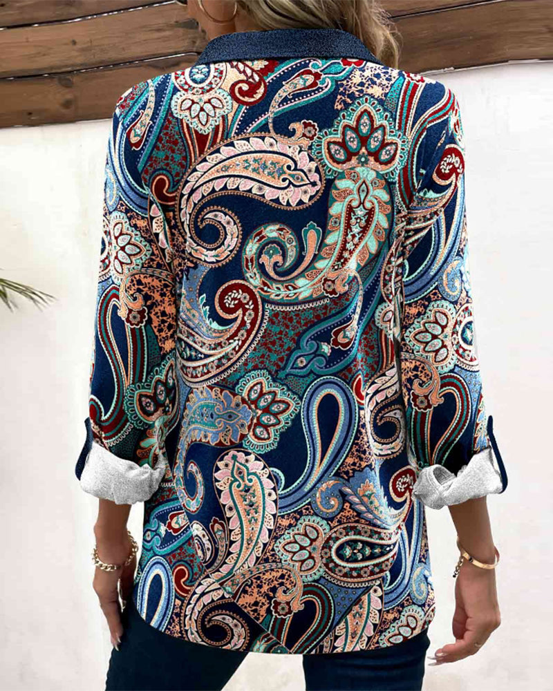 Paisley print lapel blouse 2023 f/w 23BF blouses & shirts spring