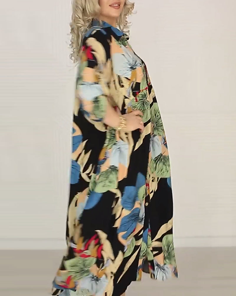 Loose-fitting lapel dress with colorful prints 2023 f/w casual dresses spring summer vacation dresses