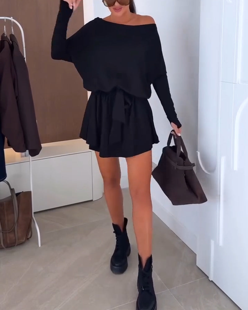 Off-Shoulder With Leggings Dress