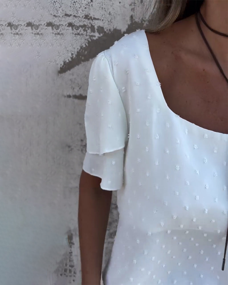 Doppellagige Bluse mit dreidimensionalen Blumen