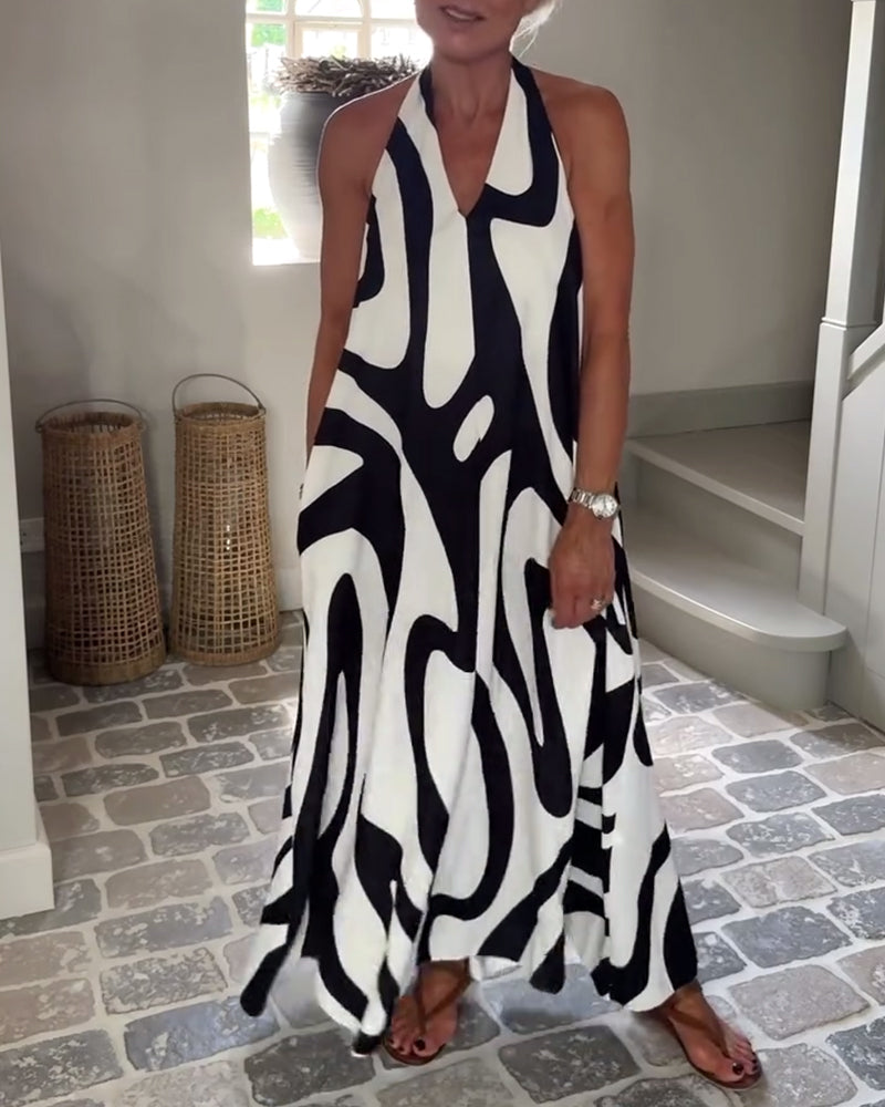 Temperament Neckholder Geometrisch Langes Kleid