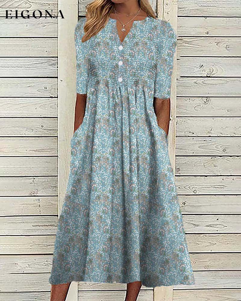 Elegant printed button-down dress casual dresses spring summer