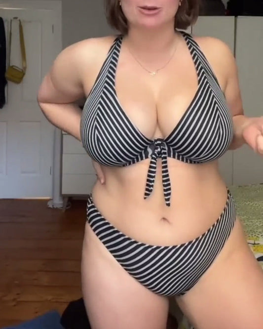 Stripe print sexy bikini
