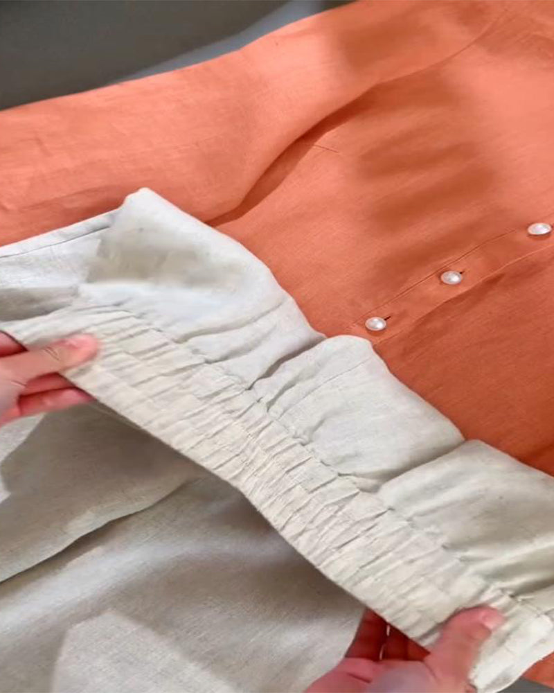 Lässiger, einfarbiger Hosenanzug mit langen Ärmeln