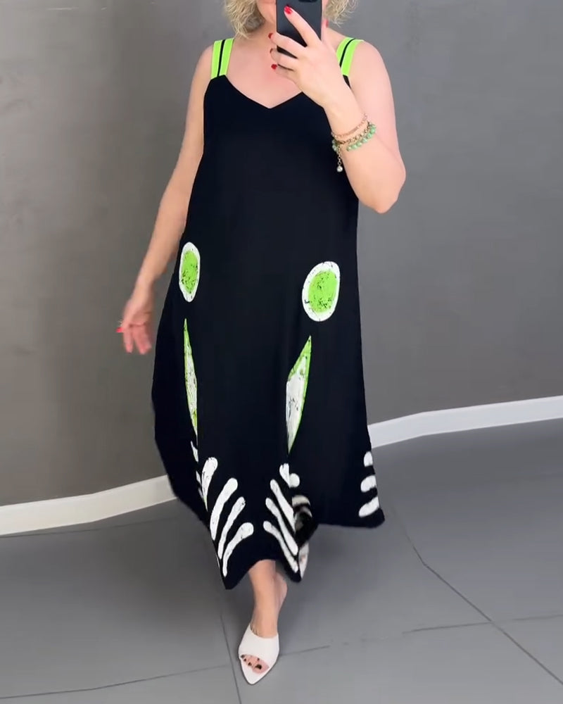 Bedrucktes Kleid mit lockeren Trägern