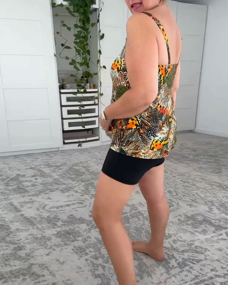 Zweiteiliger bedruckter Boxer-Badeanzug