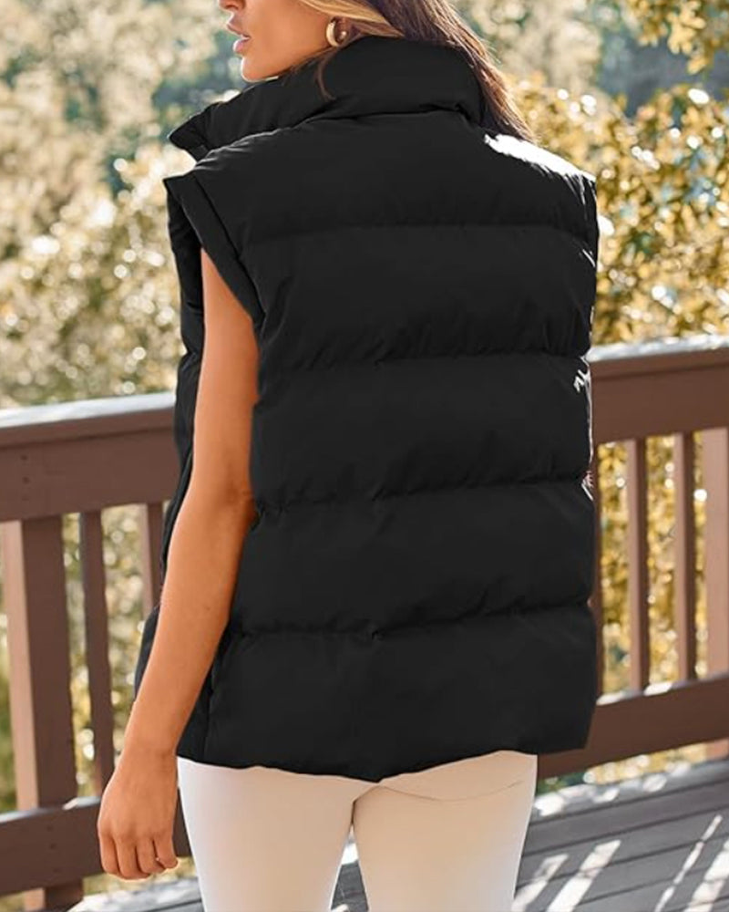 Sleeveless solid color lapel padded jackets 2024 f/w jackets padded jackets