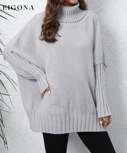 Turtle Neck Long Sleeve Ribbed Sweater clothes O & Y.M Ship From Overseas trend