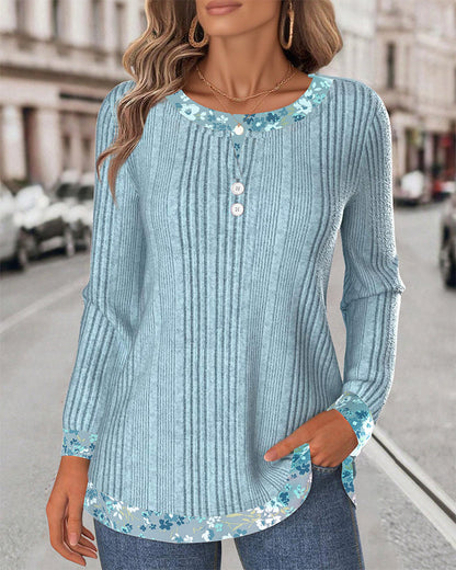 Floral Print Crew Neck Top